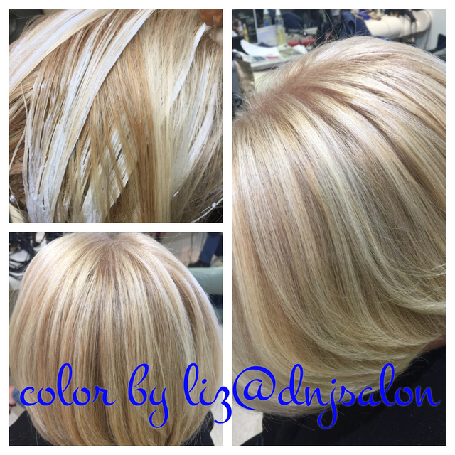 Hand painted highlights, blonde on blonde single process 