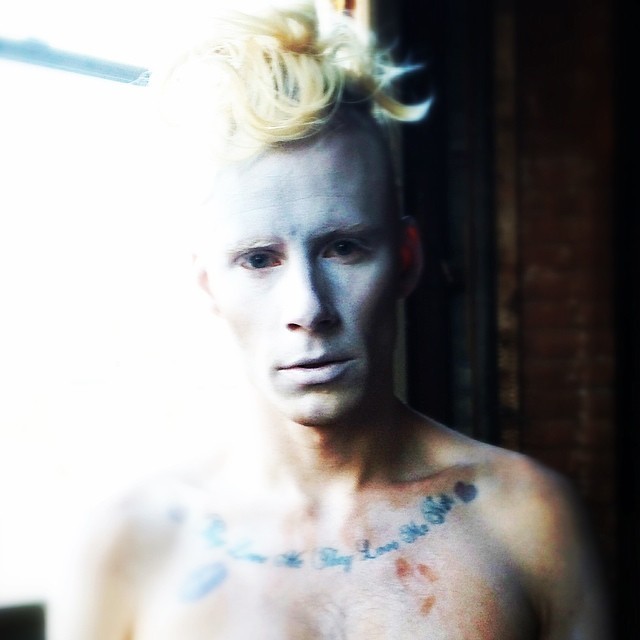 Hair by Kashmir.  Makeup by Jeremy Stone and Noel McKinnon.  Photo by Bob Packert.  Model is Beau Johnson