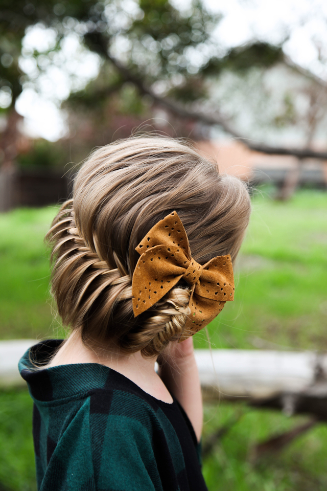 Fishtail Updo with a bow
