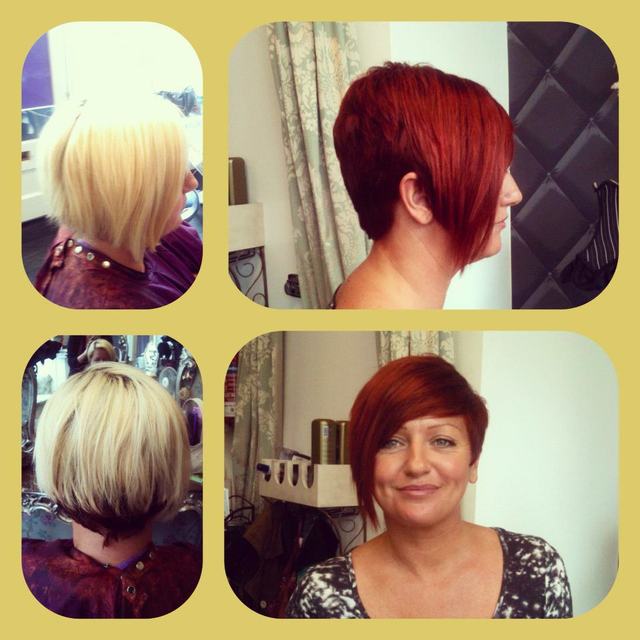 Before and after blonde to red.