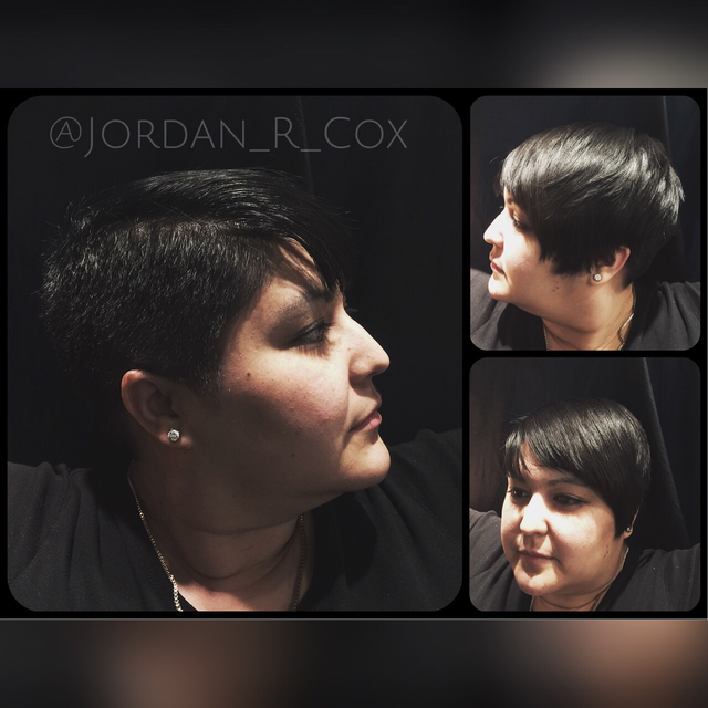 Disconnected pixie haircut. 