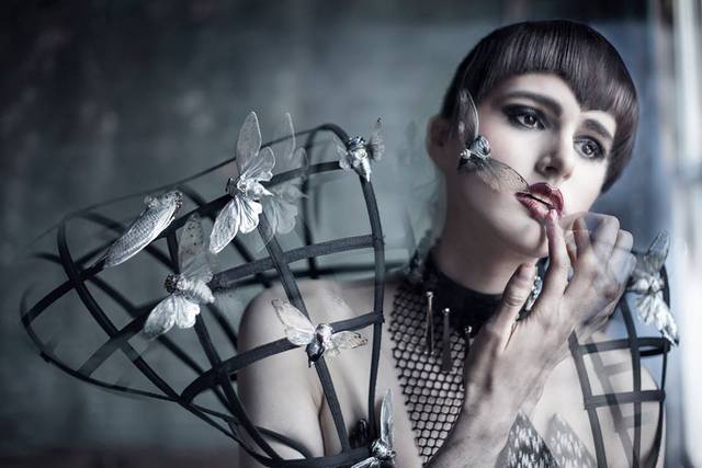 MODEL: ALEXANDRIA SERAFINI.  PHOTO BY BOB PACKERT.  HAIR BY KASHMIR.  MAKEUP BY JEREMY STONE AND NOEL MCKINNON.  JEWELRY BY HOUSE OF CACH.  CLOTHES BY CANDICE WU