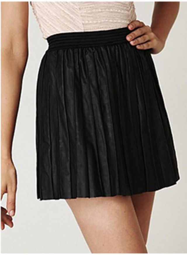 Free People Vegan Leather Pleated Skirt