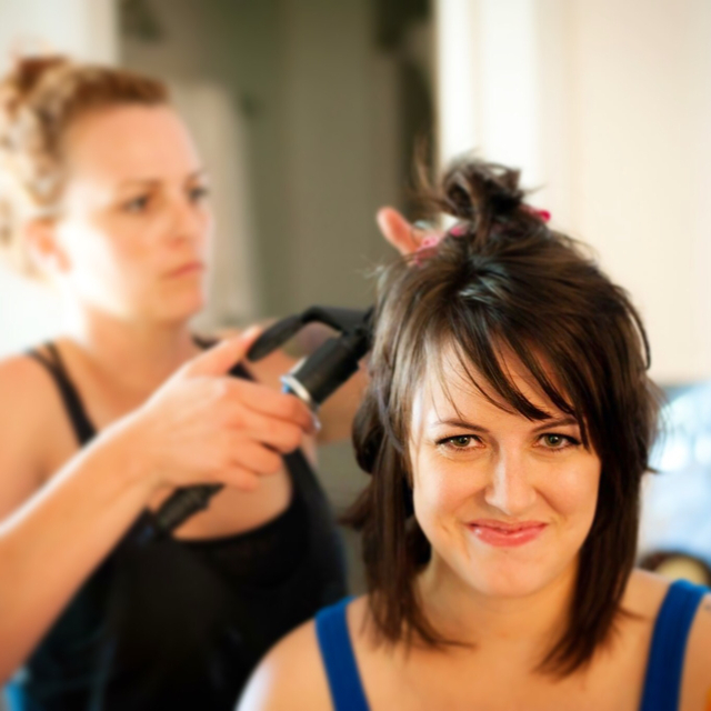 Behind the scenes bridal hair. 