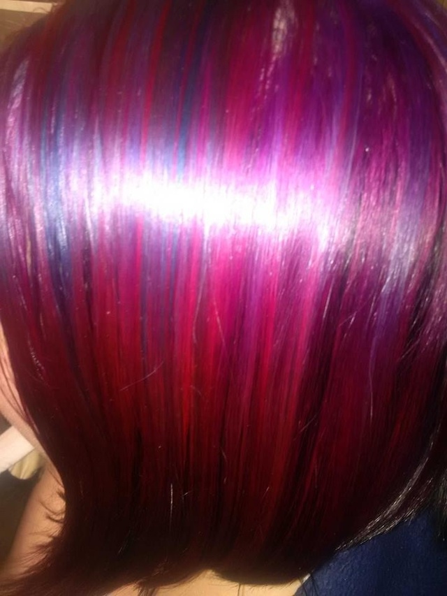 Pink,purple and blue highlights
