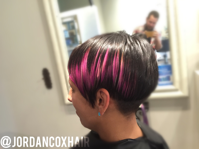 "Cactar" color and custom pixie cut by me. 