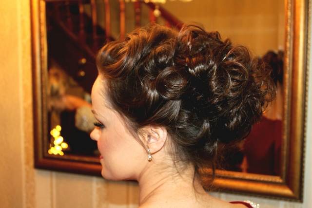 Soft curls updo