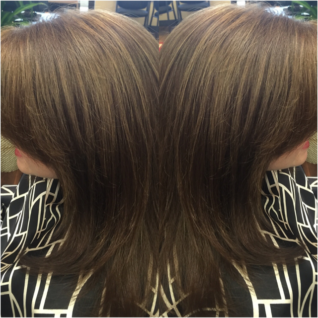 Rich chocolate brown with baby lights to spice it up 