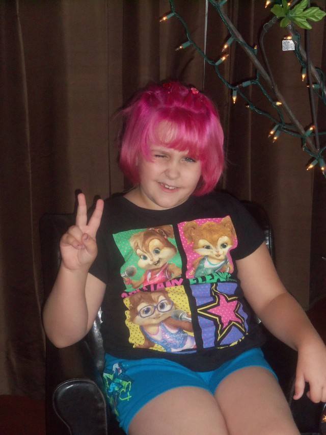 My youngest rock star who allowed me to color her pink