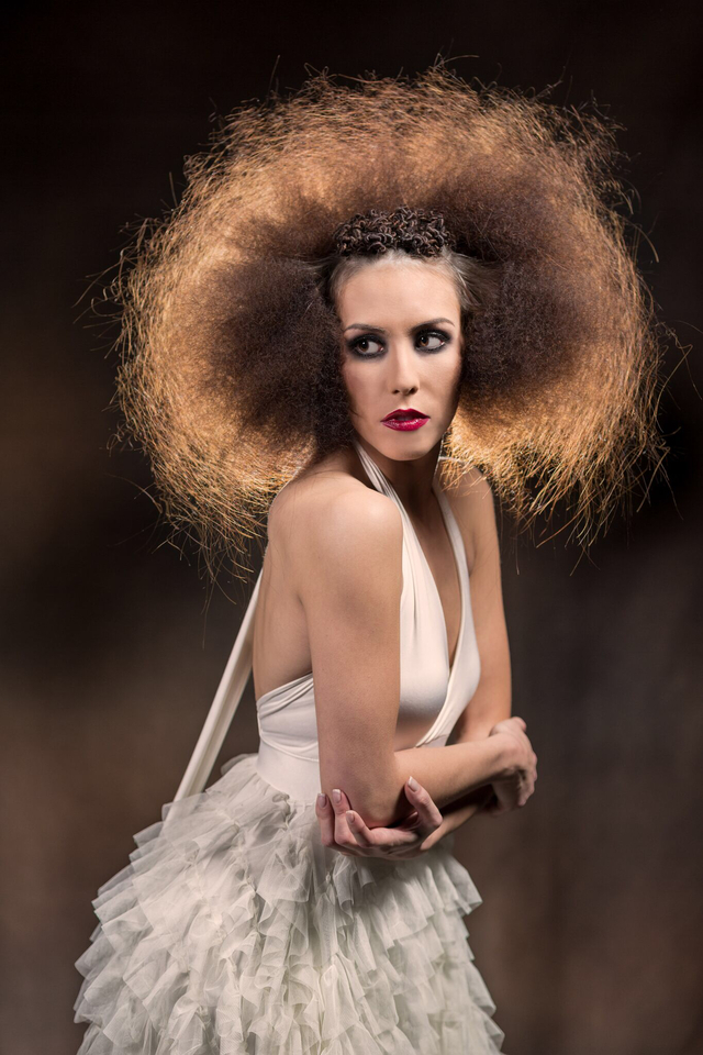 Another view. Hair, makeup and concept by me. Photo by Bart Cepek. Model Karina Guzman. Wardrobe by Rooney Mae couture.