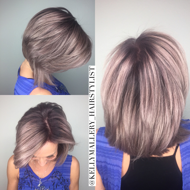 Smokey rooted lavender by Kelly Mallery (@kellymallery_hairstylist) formula on IG