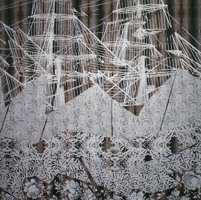 Christopher Russell, The Challenge Wind Makes VIII, 2011, scratched digital print, 72 x 72 in, 900-pix, Luis De Jesus Los Angeles