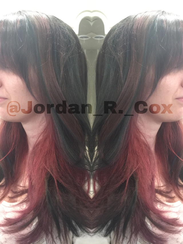 Coral balayage. Joico intensities custom mixed and applied in a freehand technique to achieve this coral, soft balayage. 