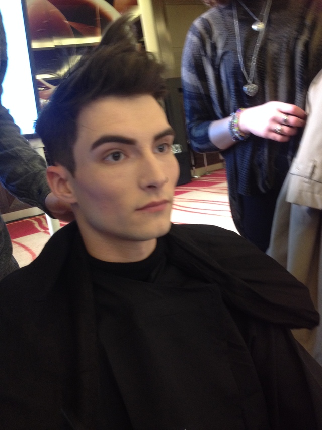 our model nathan being prepared for the catwalk!