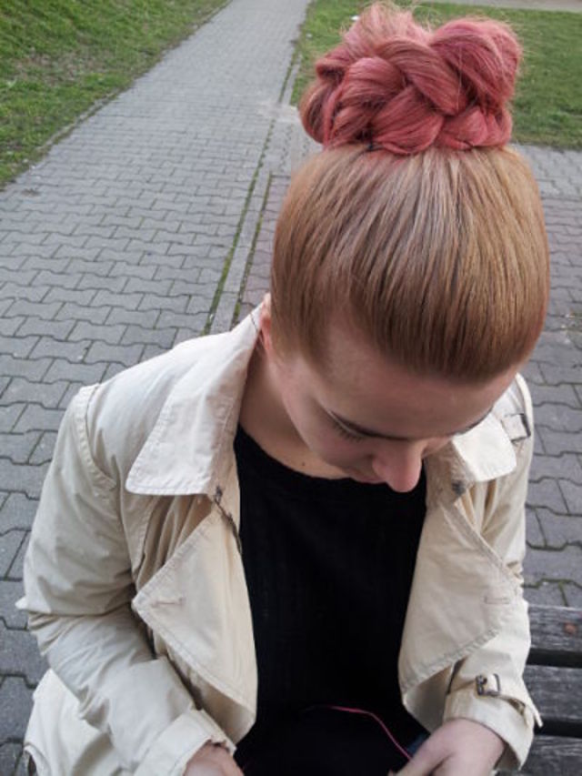 pink braid bun 