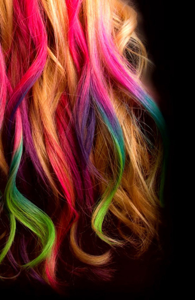 colorful curled hair