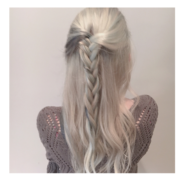 grey hair with shuttle blue 