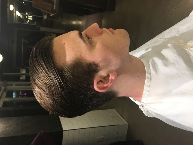 Side part pompadour with scalp coverage 
