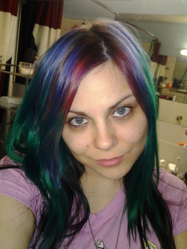 green, purple