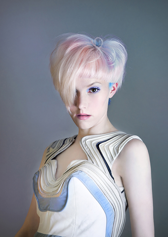 Holly, editorial shoot. Colour,cut, styling Laurel Stratford. Image Two Little Starfish. MUA Heavenly Faces Lynnette Watson. Dress Zara Parmenter