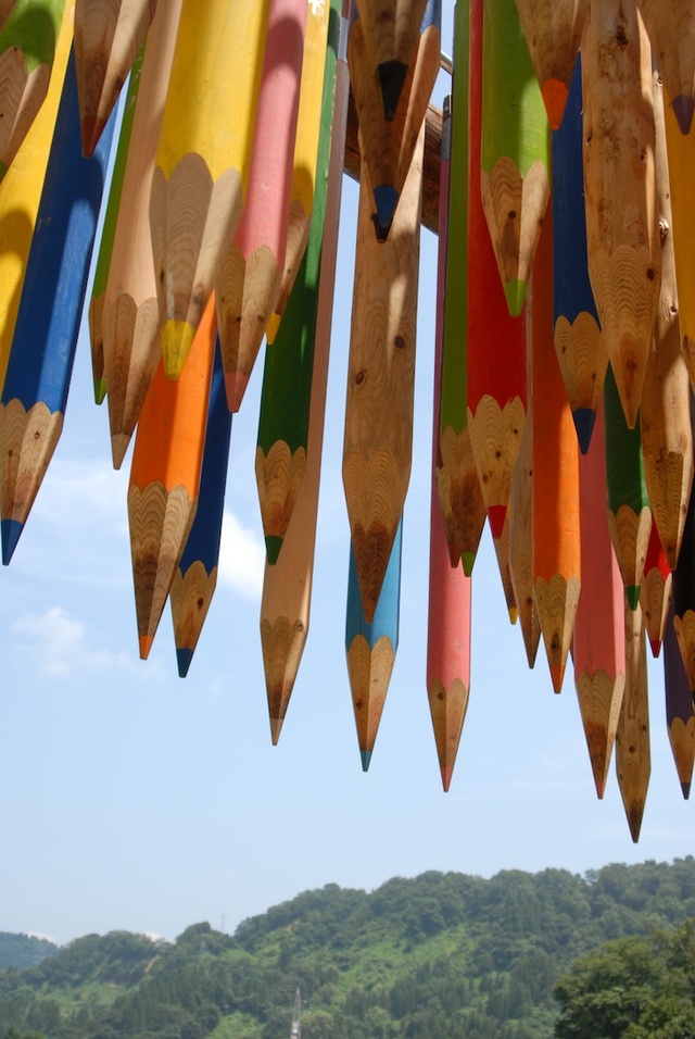 giant hanging pencils
