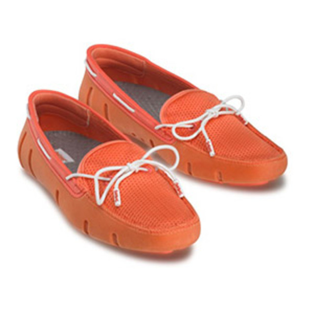 SWIMS Lace Loafer Boat Shoes CoralVelvet-White