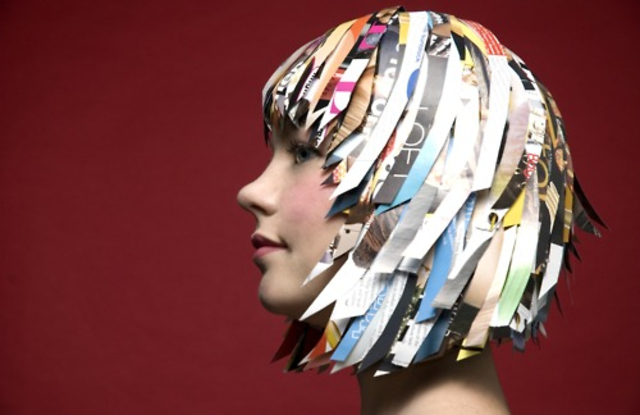Photo Lauren Sykes, paper wig Juliana Koutouzakis 