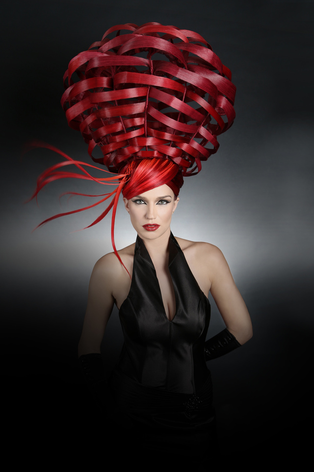 Lavishly woven in red