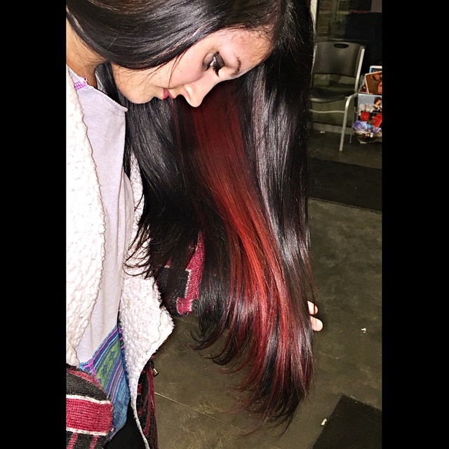 Black with blood red underneath.