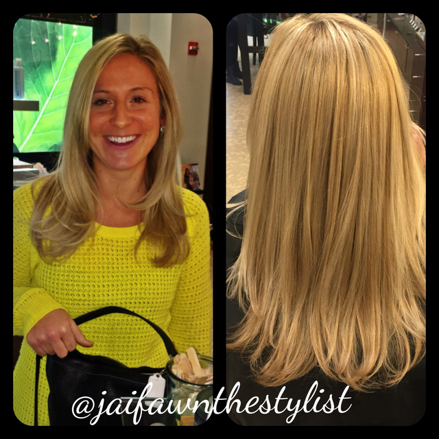 Dimensional hues of blonde with long layers to compliment by JaiFawn