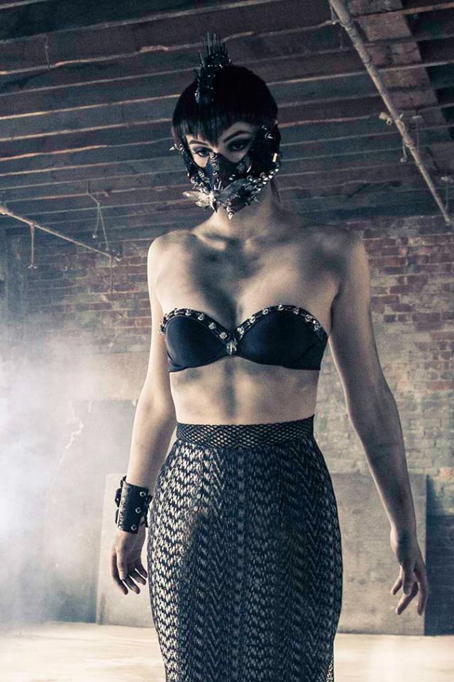 MODEL: MAGGIE SKINNER.  PHOTO BY BOB PACKERT.  HAIR BY KASHMIR.  MAKEUP BY JEREMY STONE AND NOEL MCKINNON.  JEWELRY BY HOUSE OF CACH.  CLOTHES BY CANDICE WU