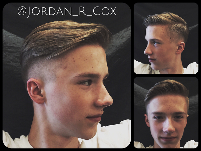 Men's haircut using only one pair of scissors. Scissor over comb to do the fade, scissors to skin to clean up the neckline. And disconnection from the sides in top for movement, and an edgy yet classic look. 