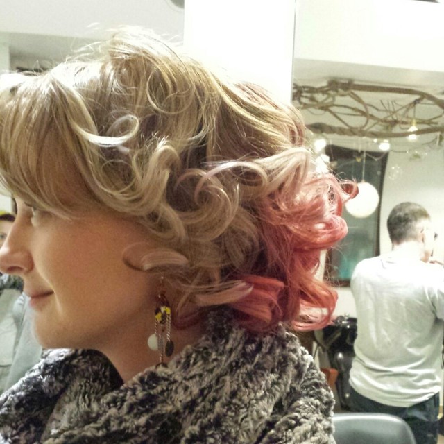 multicolored bob cut and color