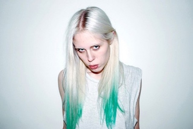 white&amp;green dip dye