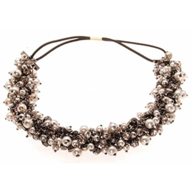 L. Erickson Savoy Crystal Pearl Mesh Headband