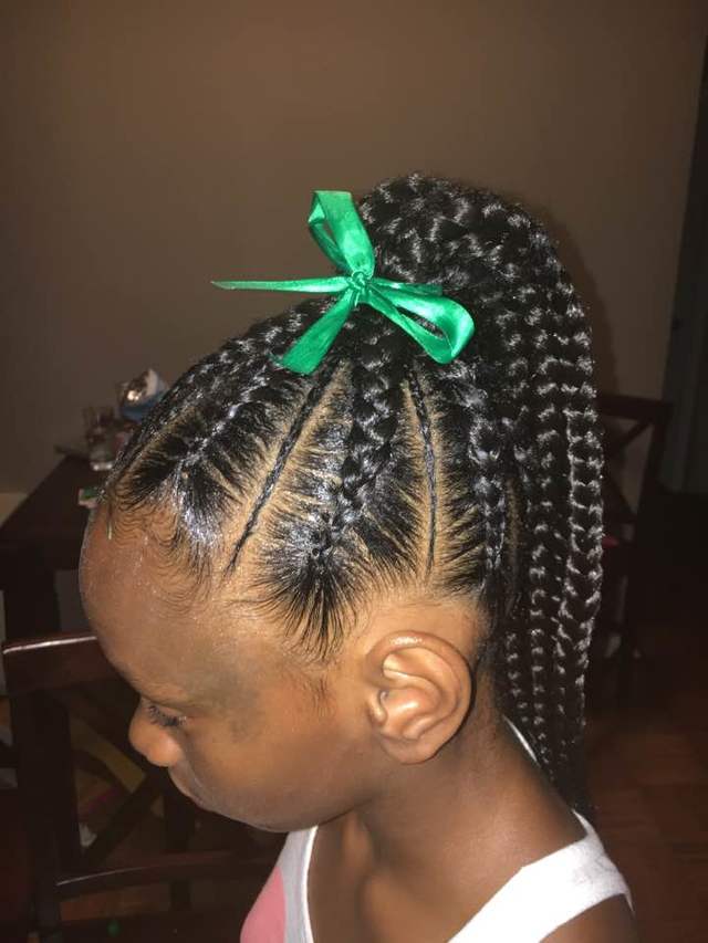 Kids feed in braids ponytail