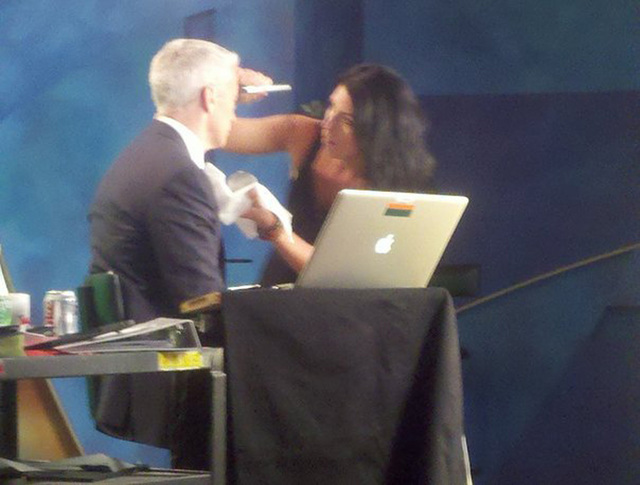 On set with Anderson Cooper