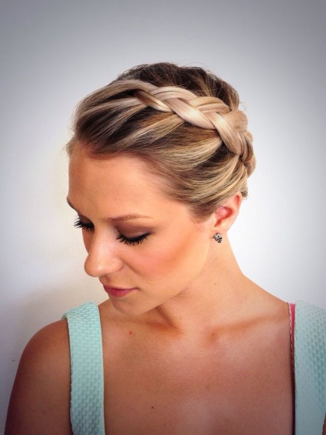 An elegant Dutch braid hair up. 
