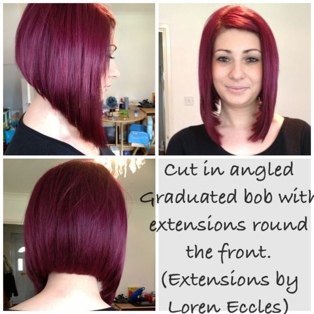 Angled graduated bob with extensions