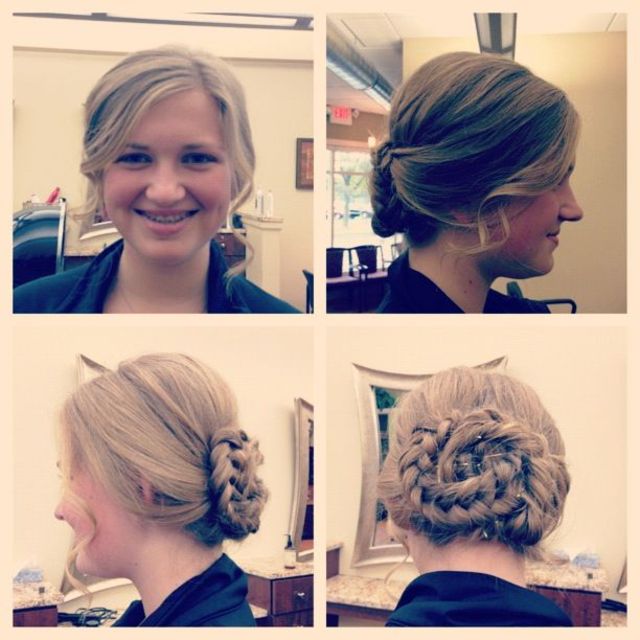 Braided up-do.