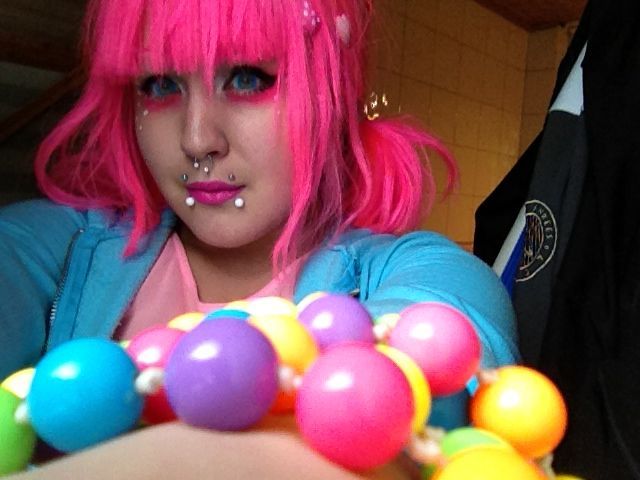 Cartoonpink neon cute fringe style