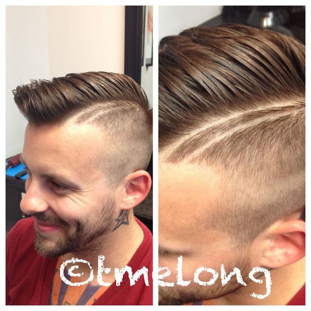 Chris; slicked with a double hard part 