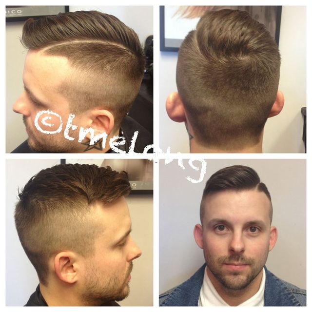 Christopher ; fresh fade with a hard part. 