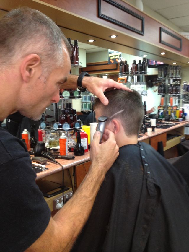 Commencement of Lachy's hair tattoo!