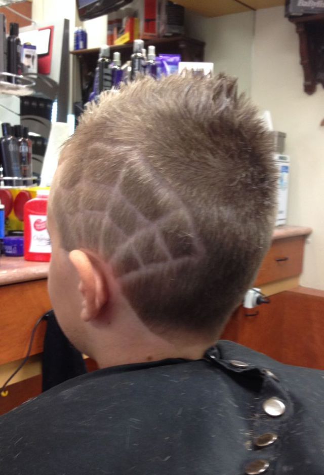 Completed! short spiked with hair tattooed!