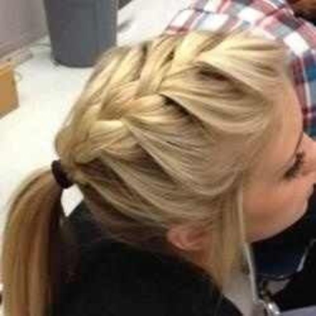 French braid into a ponytail