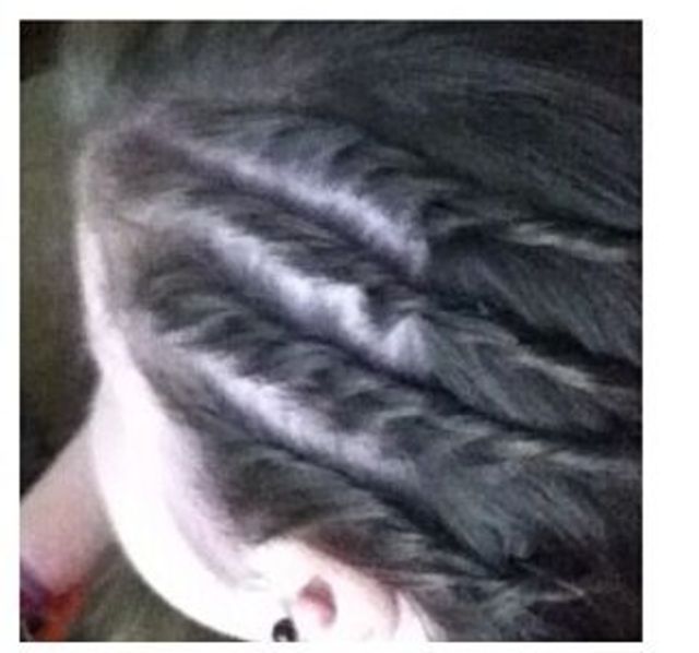 French twists/cornrow/ shaved head effect