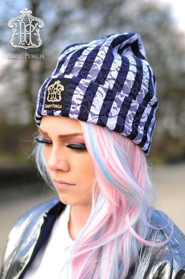 Pink hair with blue highlights