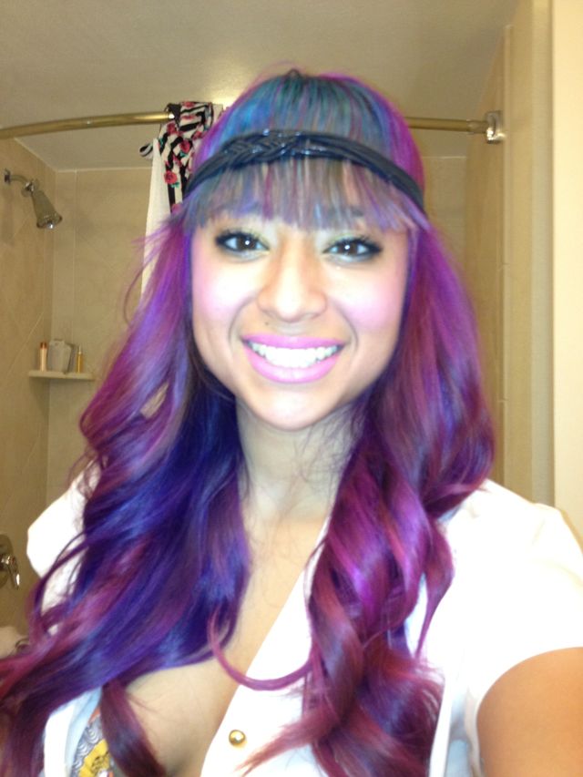 Purple, blue, pink