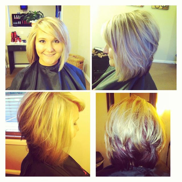 Purple/Blonde Graduated Bob